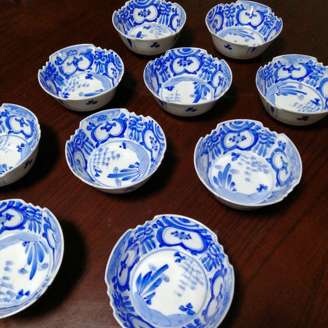 伊万里　染付向付　10客　11cm　明治〜昭和初期