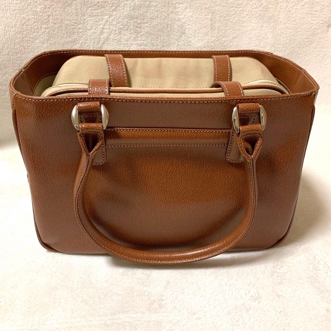 希少 ハマノ 濱野 ハンドバッグ バッグインバック 牛革 レザー 皇室御用達