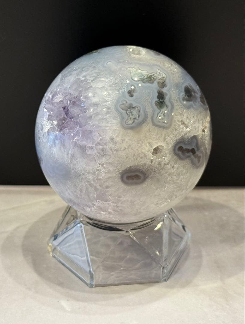 レア♡ アメジスト カルサイト モスアゲート 共生 スフィア ジオード 天然石