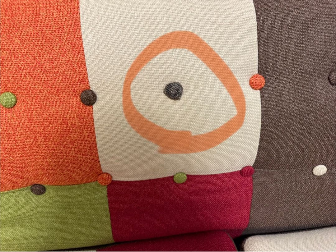 美品最終値下げ！3人掛けソファ　不二貿易 パッチワークソファ　（オットマン付き）