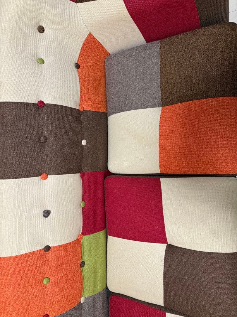 美品最終値下げ！3人掛けソファ　不二貿易 パッチワークソファ　（オットマン付き）