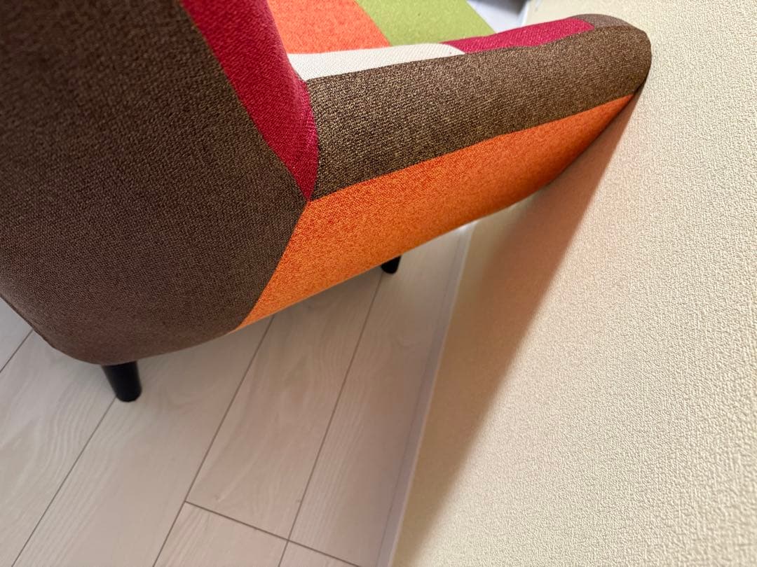 美品最終値下げ！3人掛けソファ　不二貿易 パッチワークソファ　（オットマン付き）