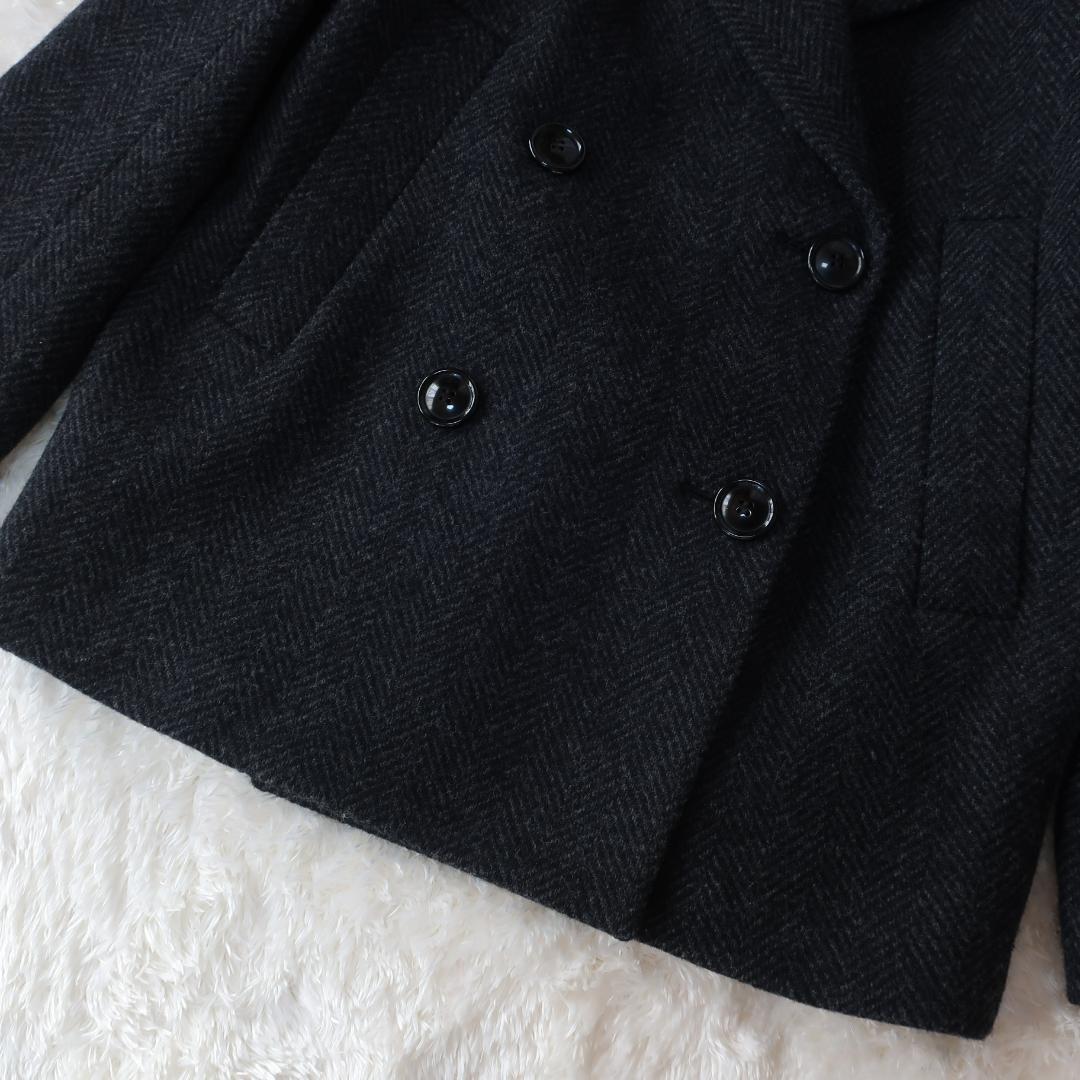 アンタイトル バルキーヘリンボン ショートピーコート ヘリンボーン柄 グレー 2