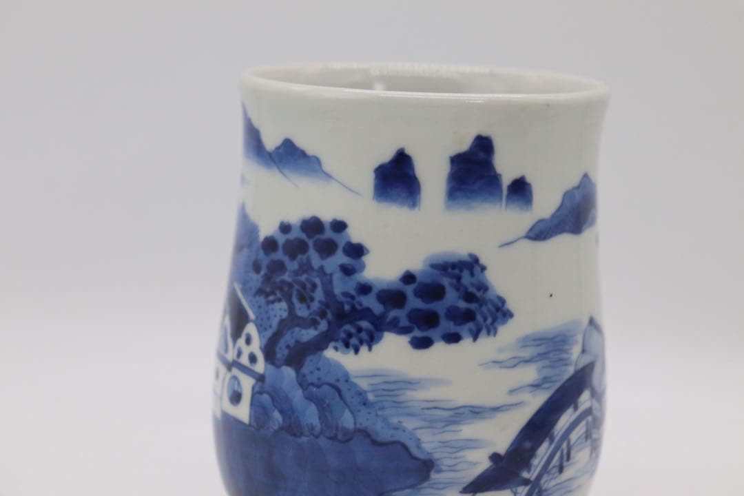 中国　新渡　染付　山水紋筆入　送料込み250717