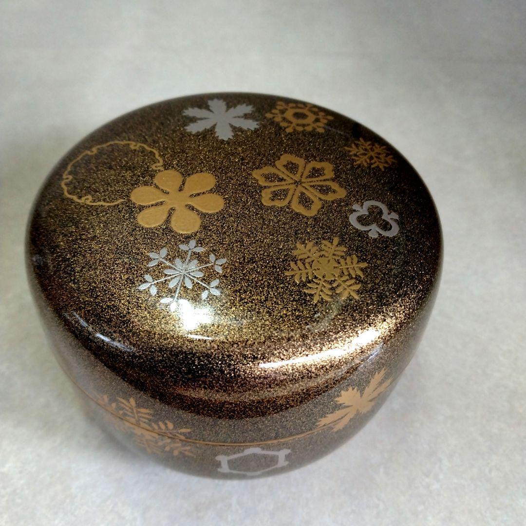 茶道具　期間限定特価　梨子地　雪華蒔絵平棗　　新品未使用品