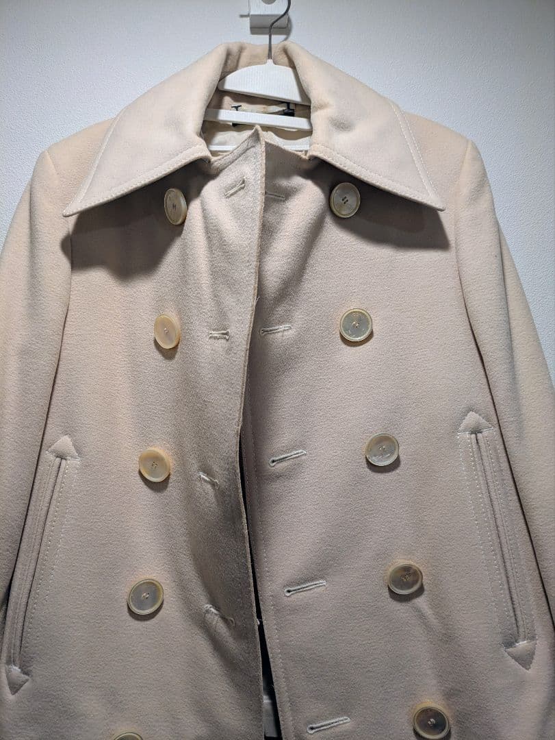 GUCCI オフホワイト ウール　ピーコート 40