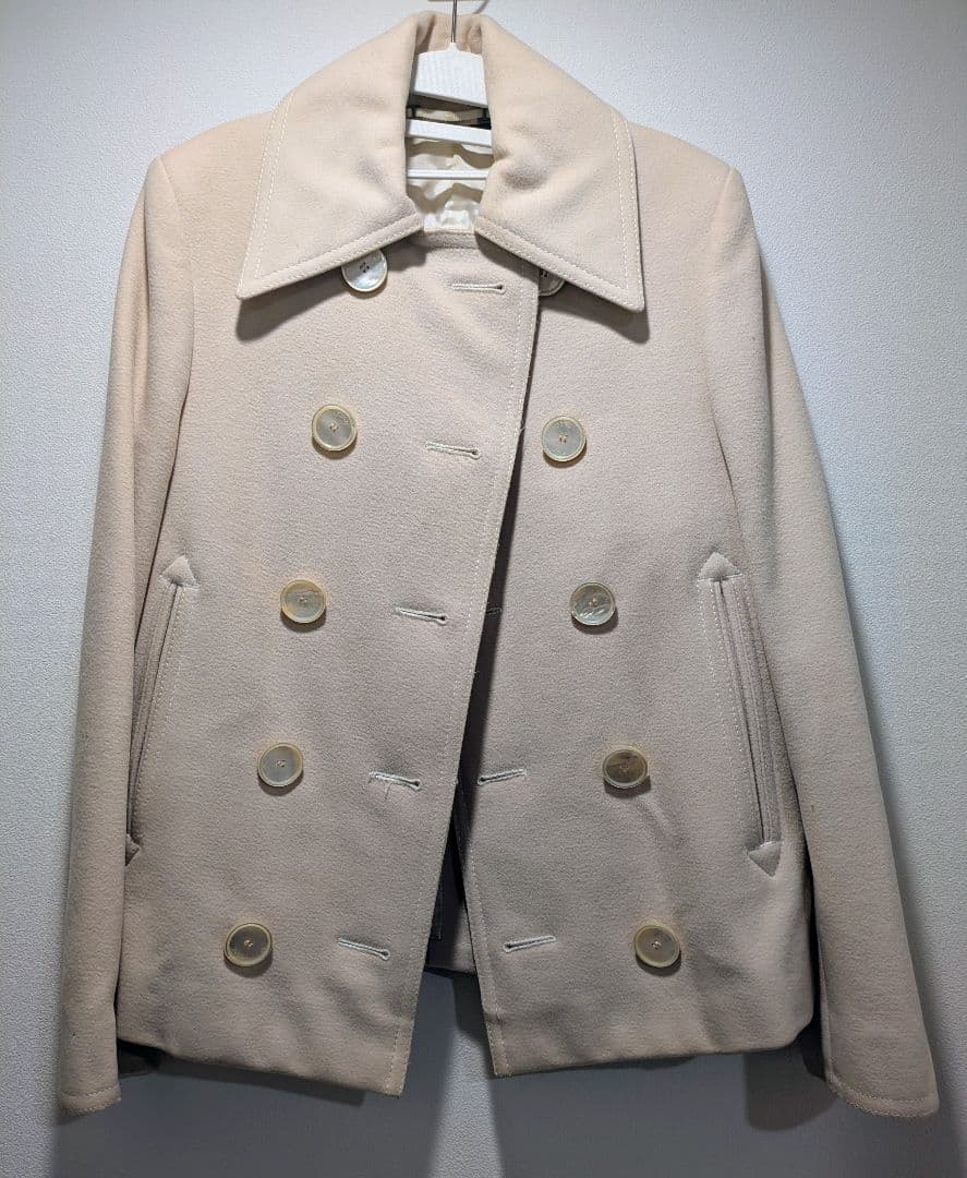 GUCCI オフホワイト ウール　ピーコート 40