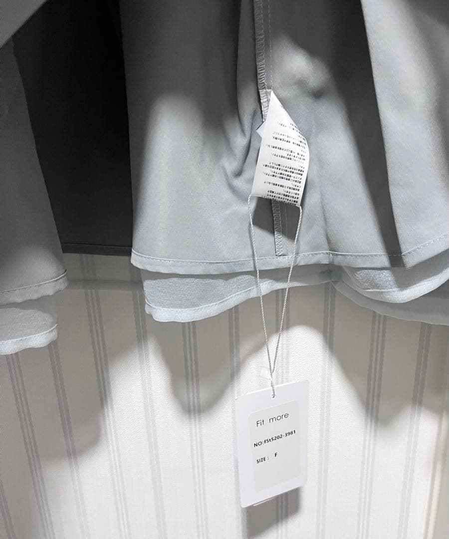 ⭐︎新品⭐︎Fitmoreクリンクルオーガンジーボリュームスリーブトップスブルー