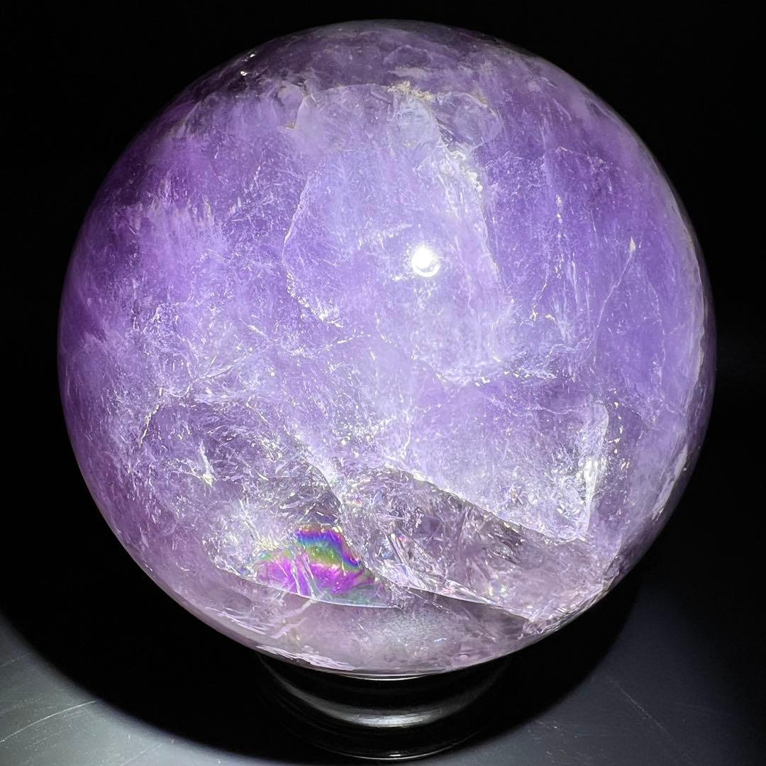 ☆幻品☆家宝級 極大逸品大宝珠☆レインボー ファントム アメジスト 丸玉 天然石