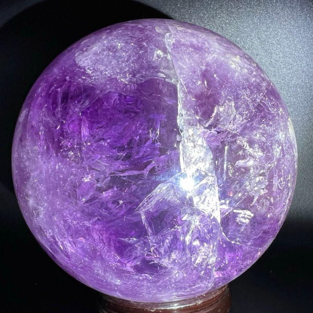 ☆幻品☆家宝級 極大逸品大宝珠☆レインボー ファントム アメジスト 丸玉 天然石