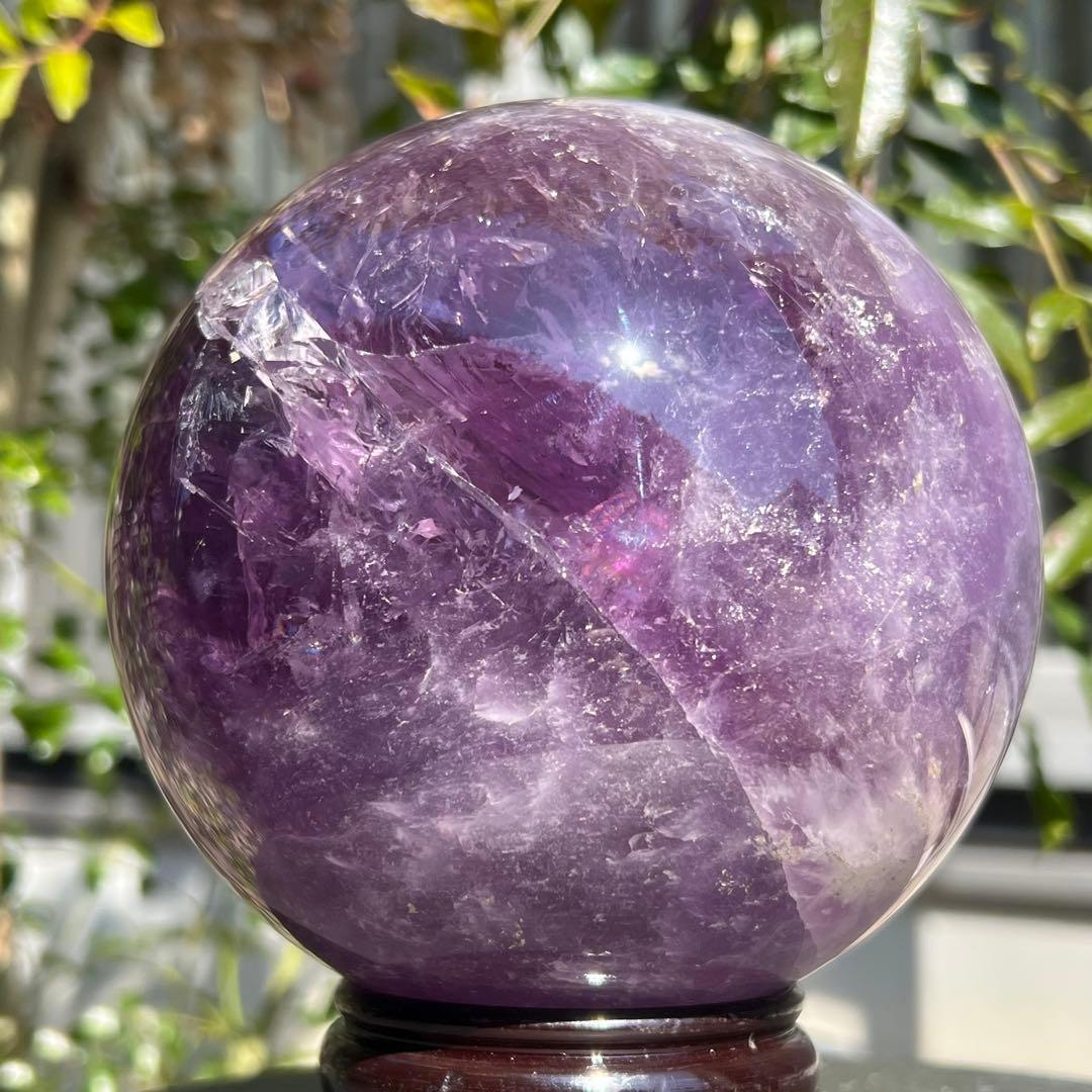 ☆幻品☆家宝級 極大逸品大宝珠☆レインボー ファントム アメジスト 丸玉 天然石