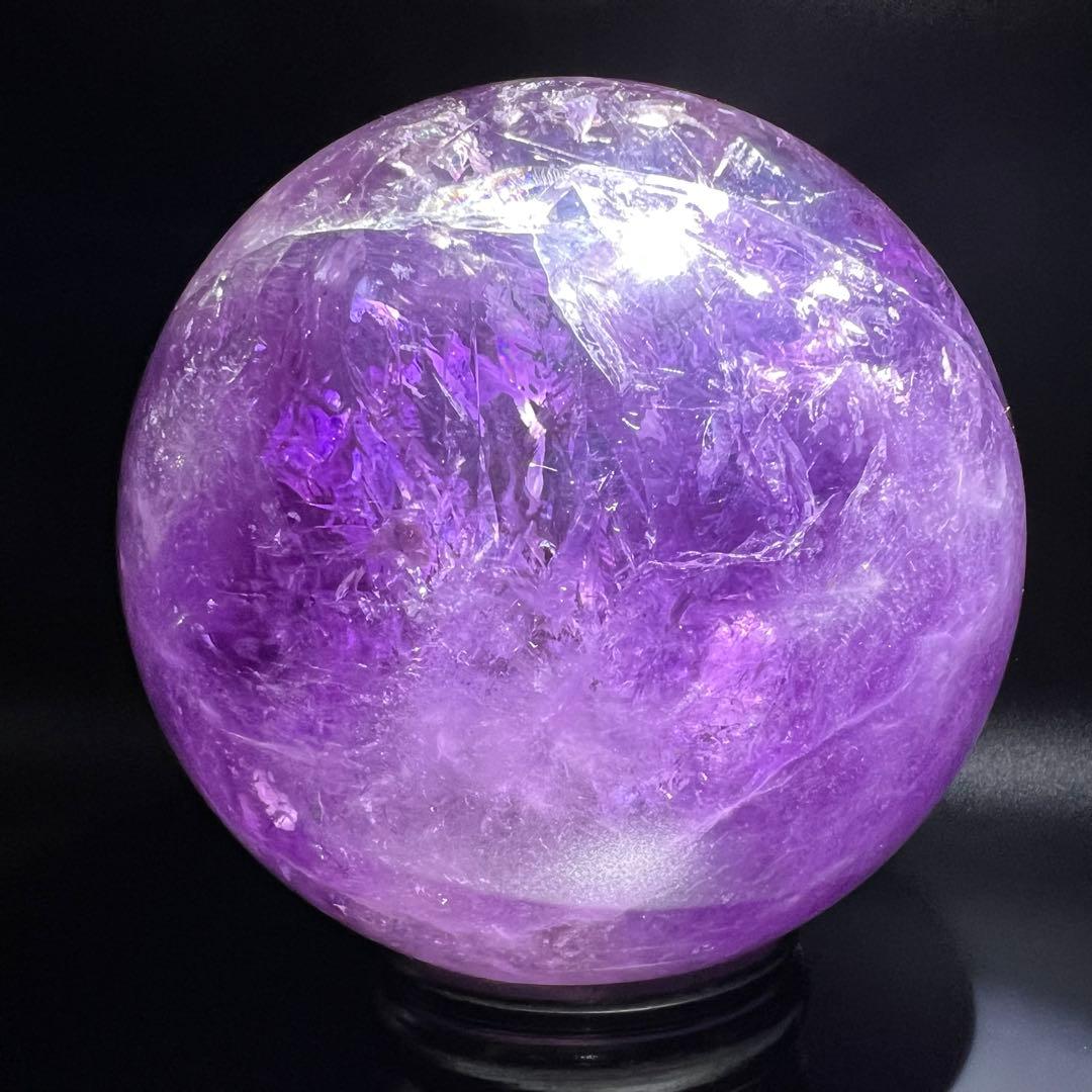 ☆幻品☆家宝級 極大逸品大宝珠☆レインボー ファントム アメジスト 丸玉 天然石