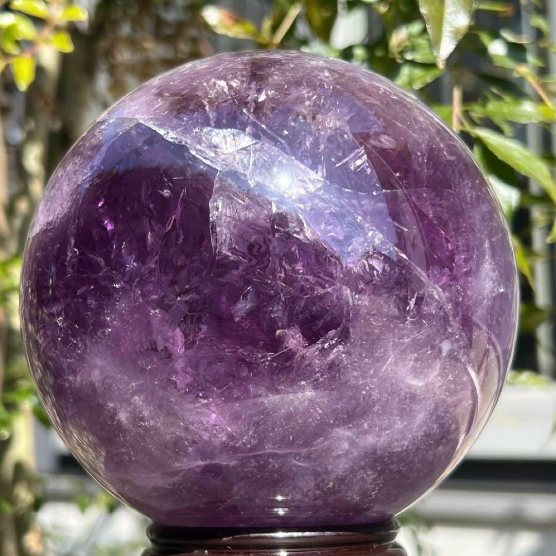 ☆幻品☆家宝級 極大逸品大宝珠☆レインボー ファントム アメジスト 丸玉 天然石