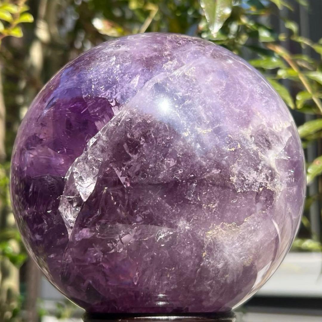 ☆幻品☆家宝級 極大逸品大宝珠☆レインボー ファントム アメジスト 丸玉 天然石