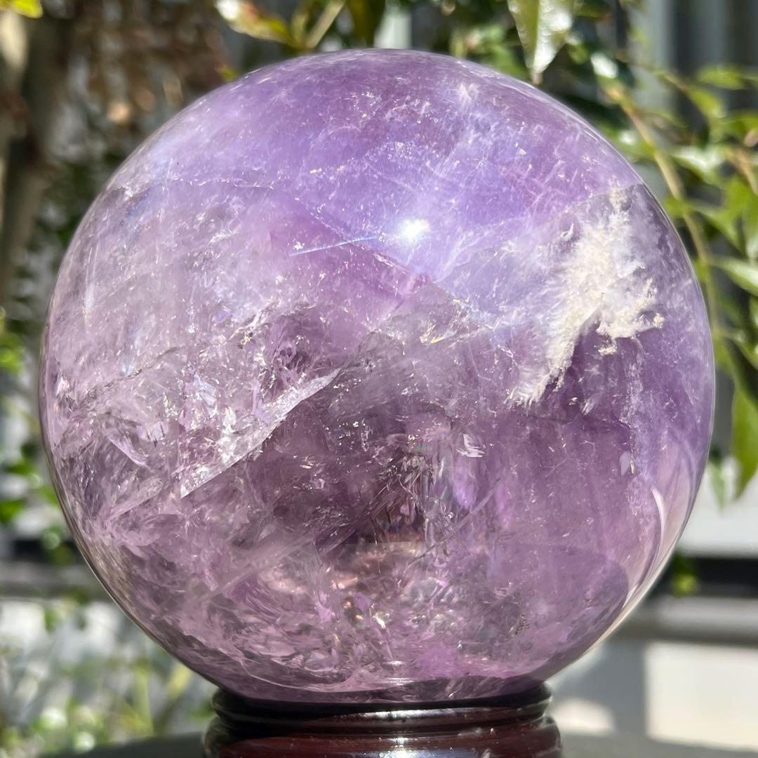 ☆幻品☆家宝級 極大逸品大宝珠☆レインボー ファントム アメジスト 丸玉 天然石