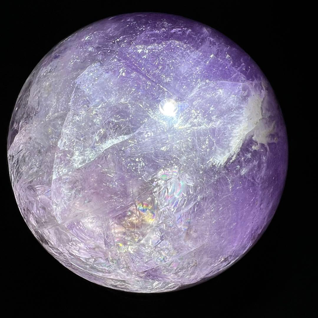 ☆幻品☆家宝級 極大逸品大宝珠☆レインボー ファントム アメジスト 丸玉 天然石