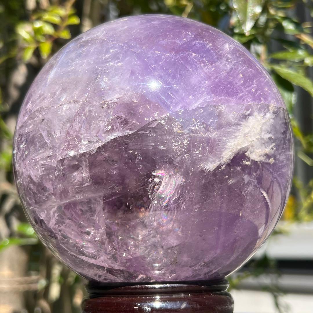 ☆幻品☆家宝級 極大逸品大宝珠☆レインボー ファントム アメジスト 丸玉 天然石