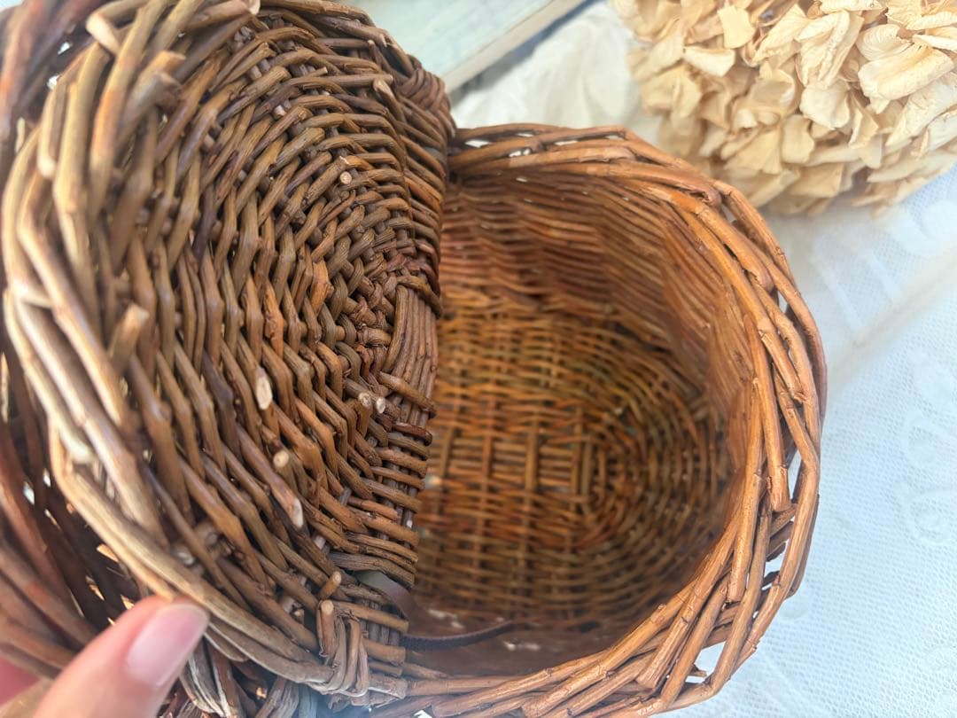 フランスアンティーク パニエ 木製 バスケット 藤 かご 籠 ボックス 蚤の市