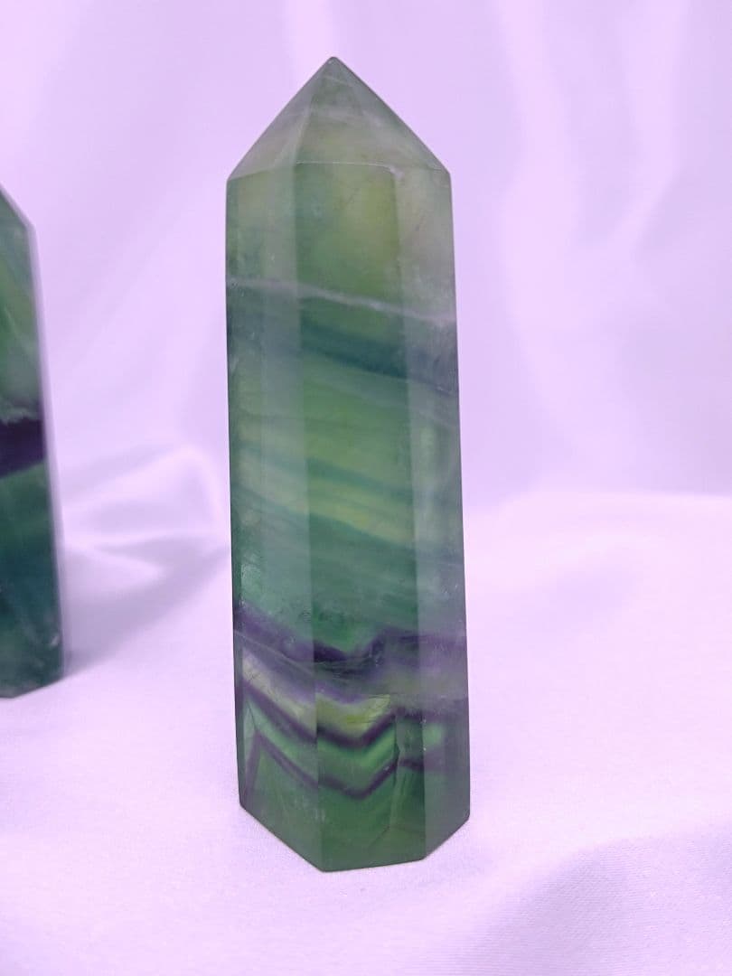 グリーン フローライト　ポイント　3本 セット　フェザー　蛍石　蛍光