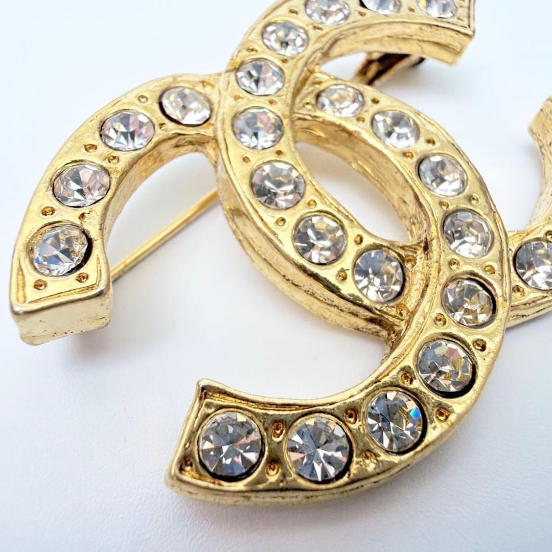 シャネル ココマーク ラインストーン ブローチ レディース ビンテージ ゴールド