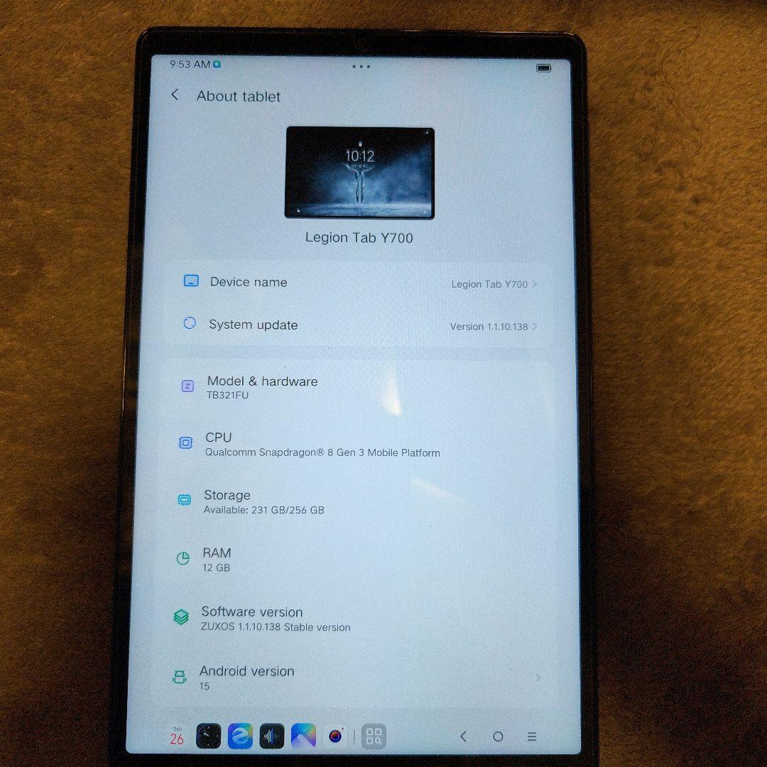 Androidタブレット本体 Lenovo Legion Tab Y700 256GB 12GB RAM