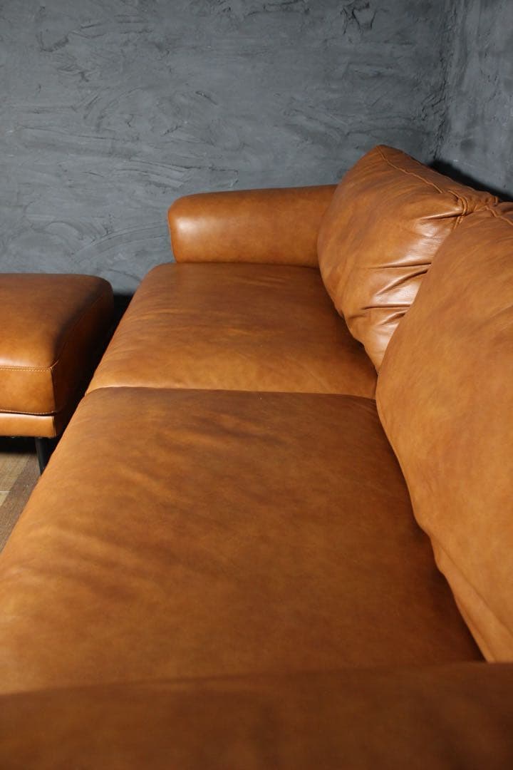 首都圏送無料〜ANV001 本革　3人がけ＋オットマン＋チェア　ソファセット