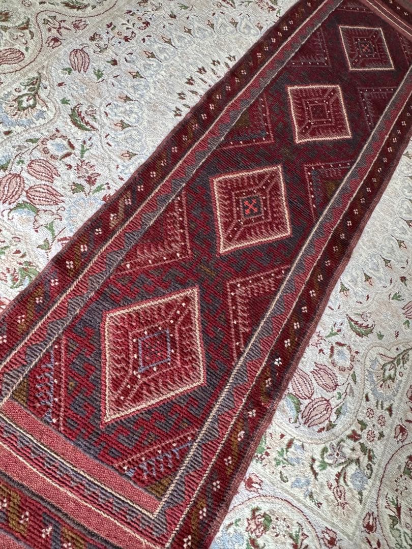 ペルシャ タフタン手作りラグ ランナー 56cm X 240cm