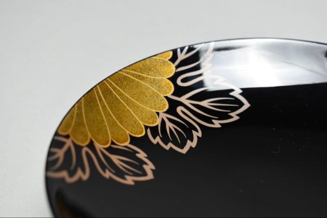 輪島塗　蒔絵菊花図　五客