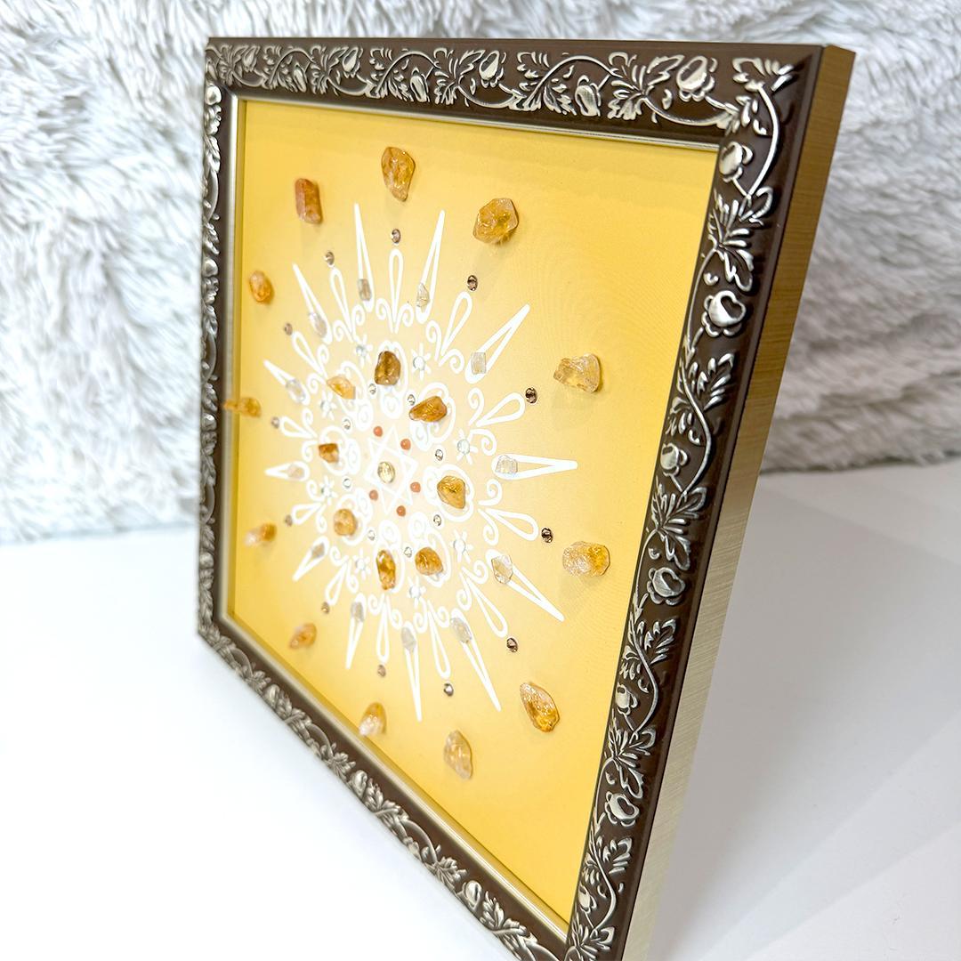 【開運】新月満月の“陰陽”クリスタルアート 天然石 曼荼羅 ヒーリング 2枚組