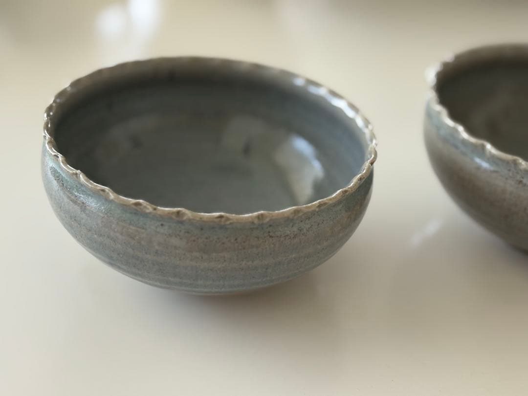 2個セット 余宮隆さん 窯灰釉 輪花ボウル