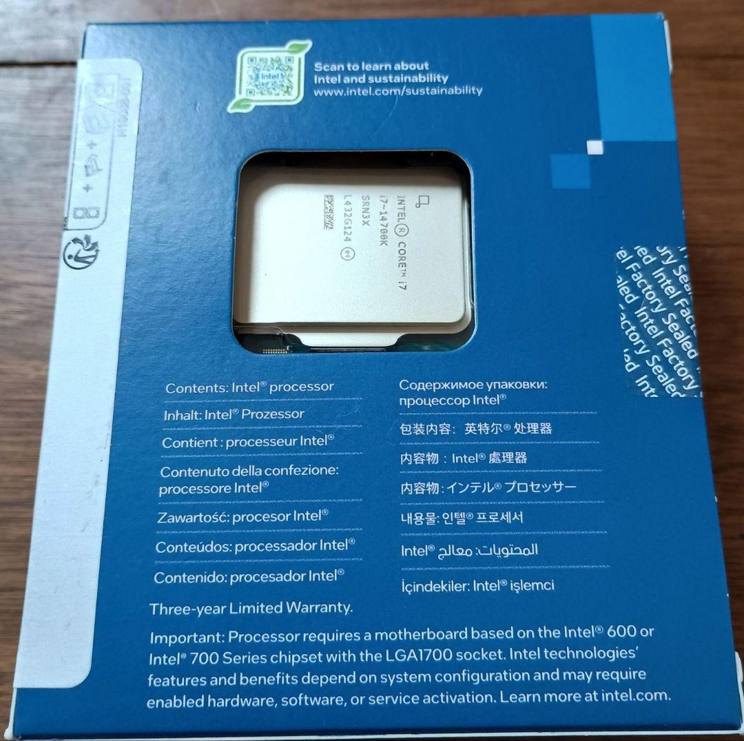 【新品未開封】Intel Core i7 14700K BOX