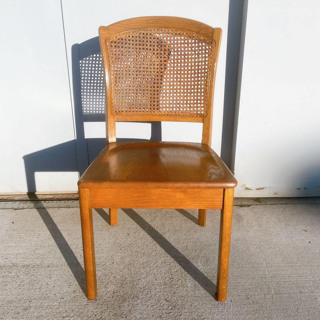【希少①】マルニ maruni 木製ダイニングチェア ラタン 籐 旧ロゴ 椅子
