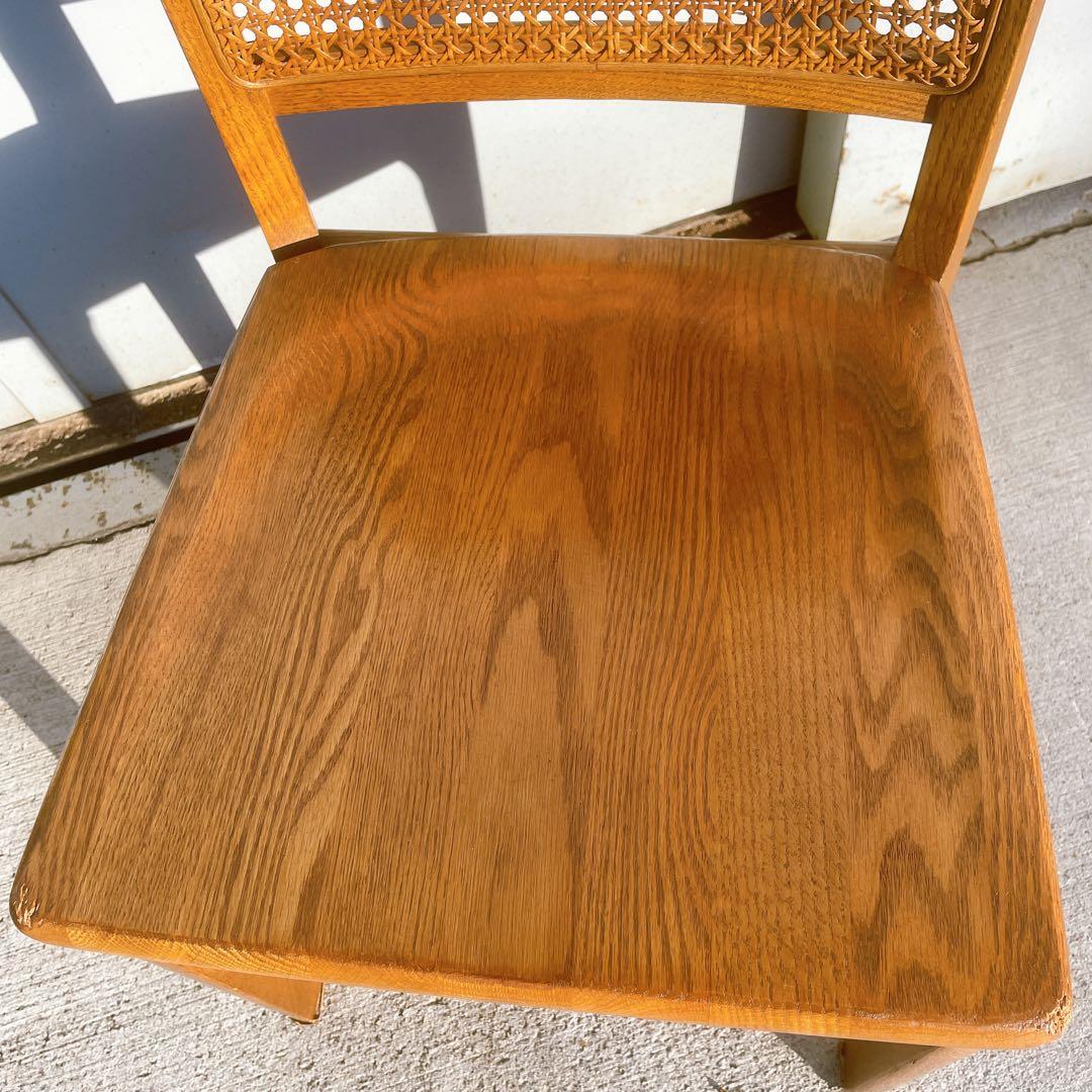 【希少①】マルニ maruni 木製ダイニングチェア ラタン 籐 旧ロゴ 椅子