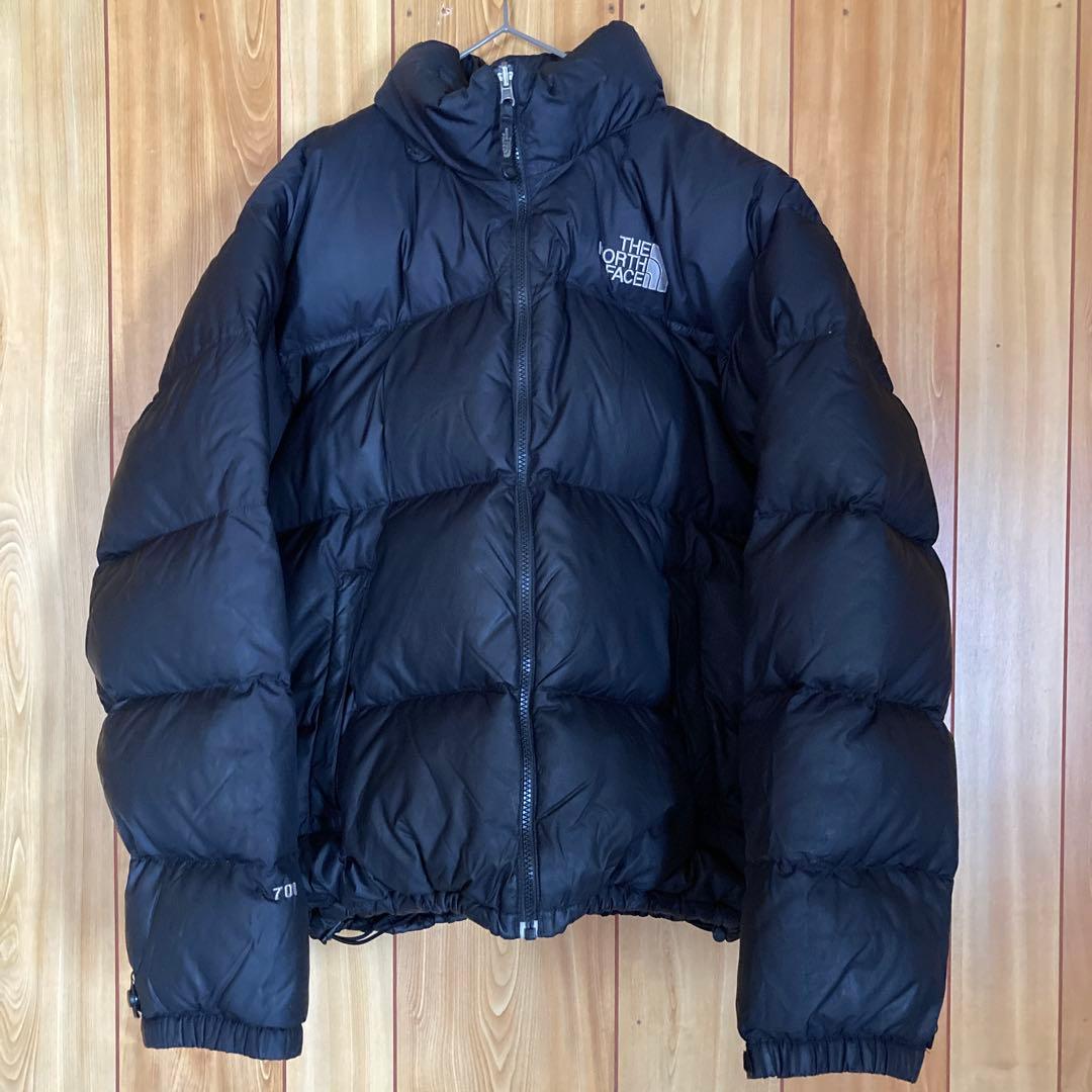 超希少　90s ノースフェイス センターロゴ　ヌプシ Lサイズ　ブラック