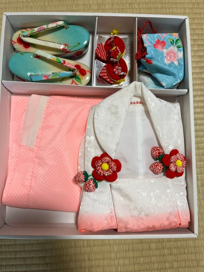 753 3歳着物　クリーニング済み　鮮やかな水色