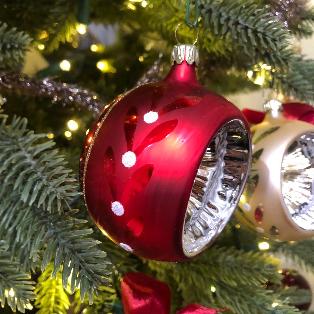 ドイツ　リフレクターオーナメント　8cm レッド　ゴールド　7cmシルバー　3個