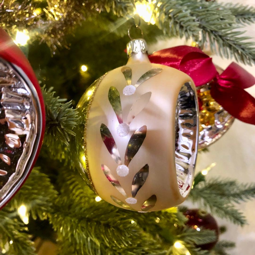 ドイツ　リフレクターオーナメント　8cm レッド　ゴールド　7cmシルバー　3個