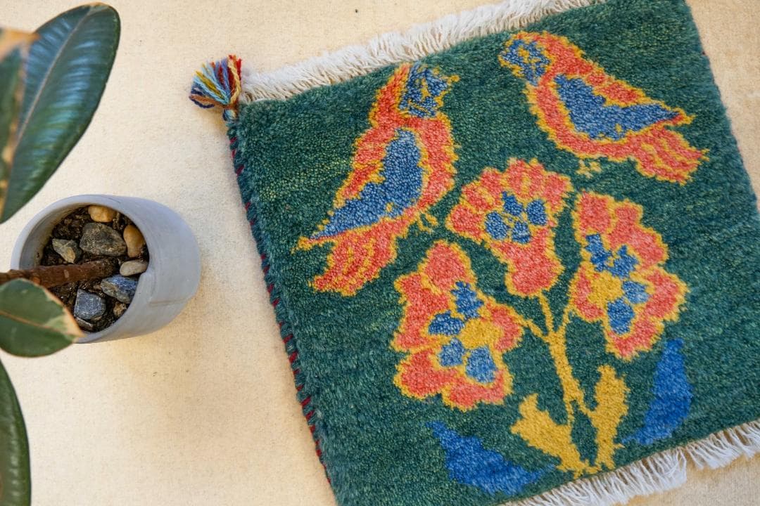 40×40cm ペルシャ絨毯 手織り ギャッベ アマレ族 ギャベ