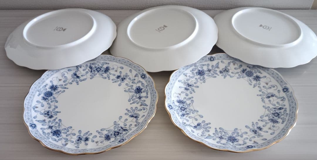NARUMI ミラノ青い花柄大 皿 5枚セット23cm