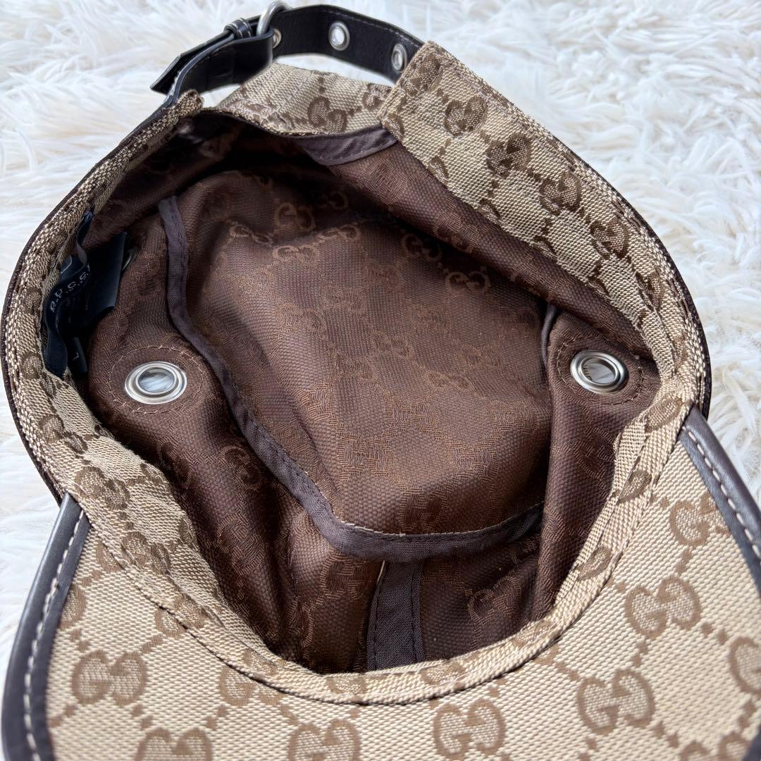 【極美品】グッチ GUCCI ワークキャップ GGスプリーム レザー キャンバス