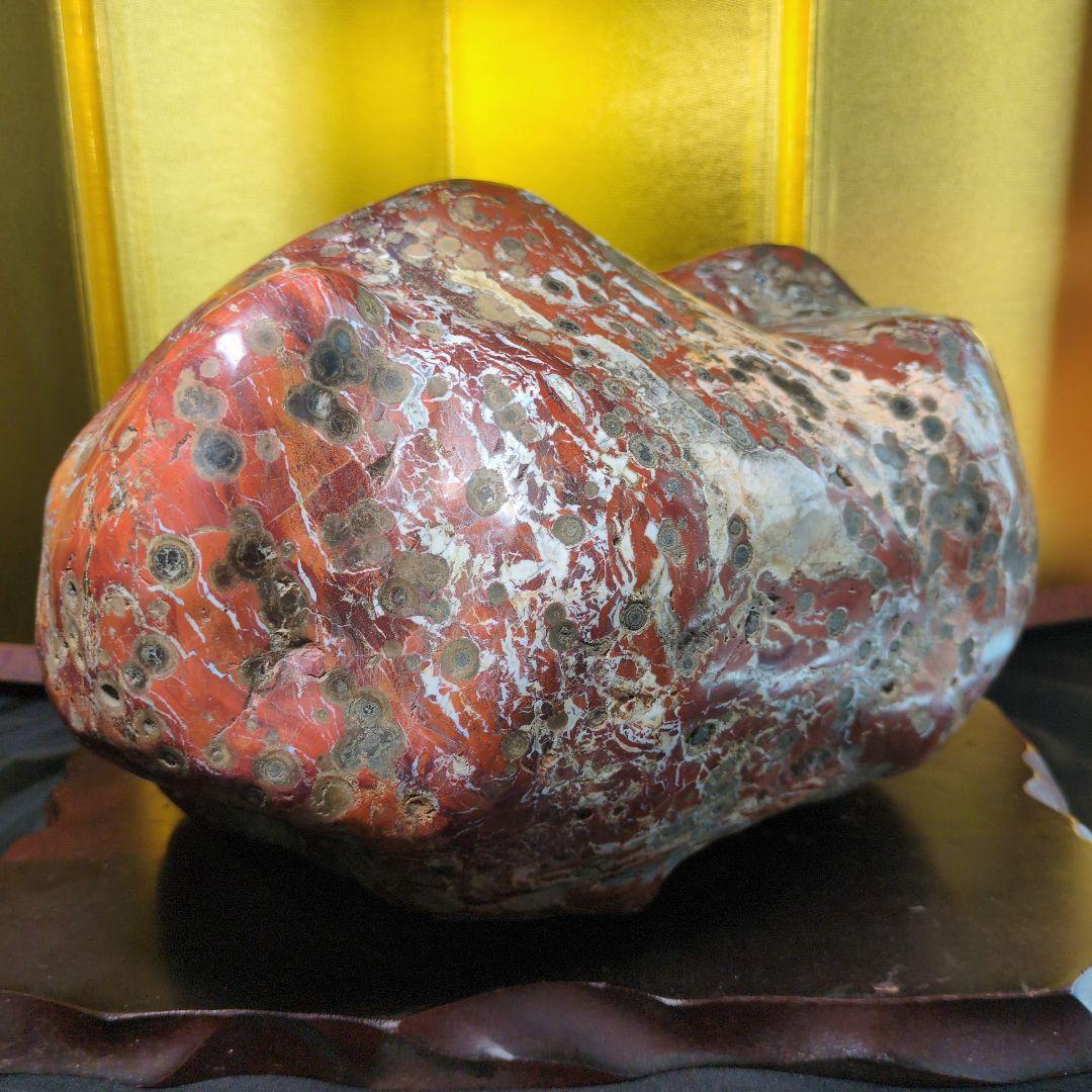 佐渡赤玉石 約13.2kg 天然石 鑑賞石 木製台座付き　希少 レア品