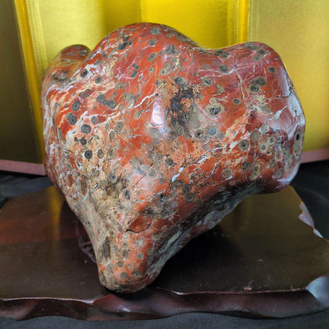 佐渡赤玉石 約13.2kg 天然石 鑑賞石 木製台座付き　希少 レア品