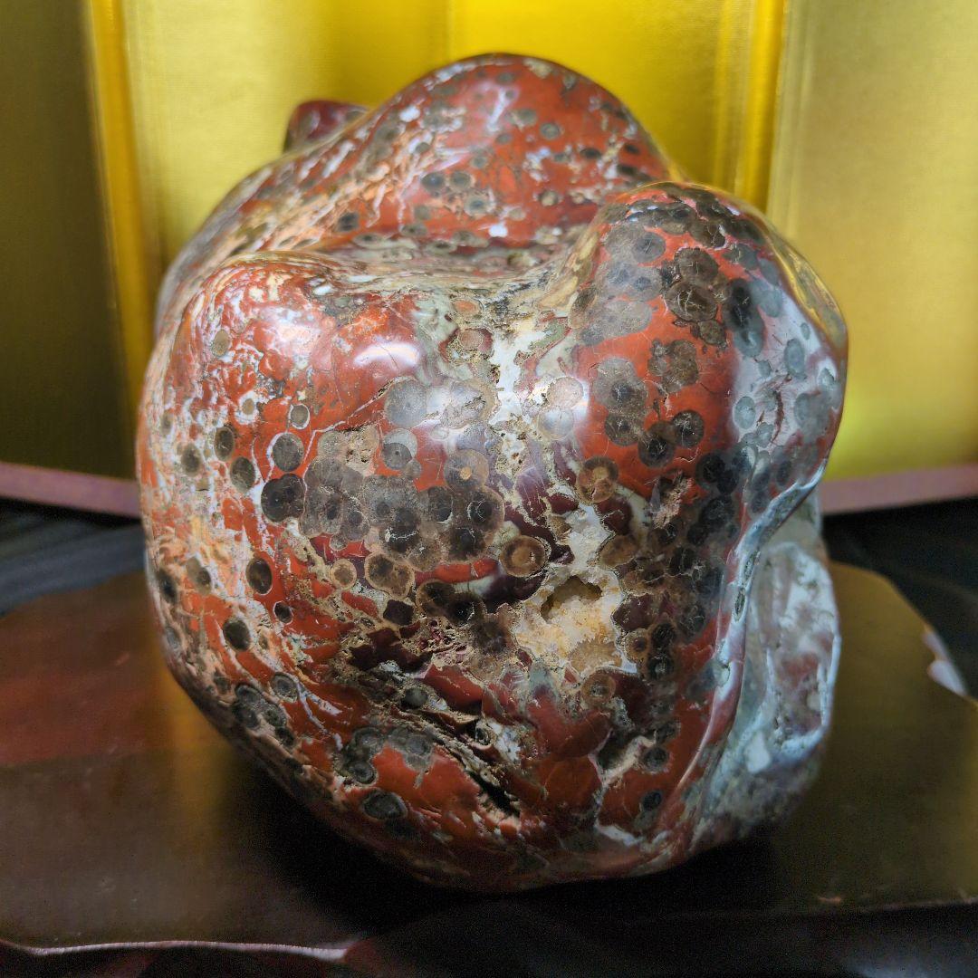 佐渡赤玉石 約13.2kg 天然石 鑑賞石 木製台座付き　希少 レア品