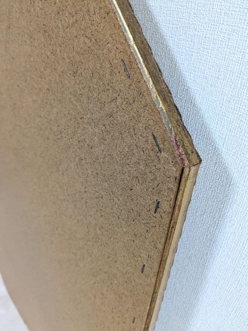 アンティーク 壁掛け 八角 ミラー 鏡 花柄 ヴィンテージ ゴールド