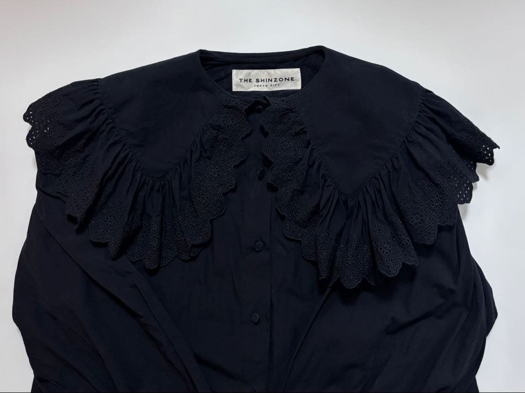 LACE COLLAR BLOUSE shinzone ブラック シンゾーン