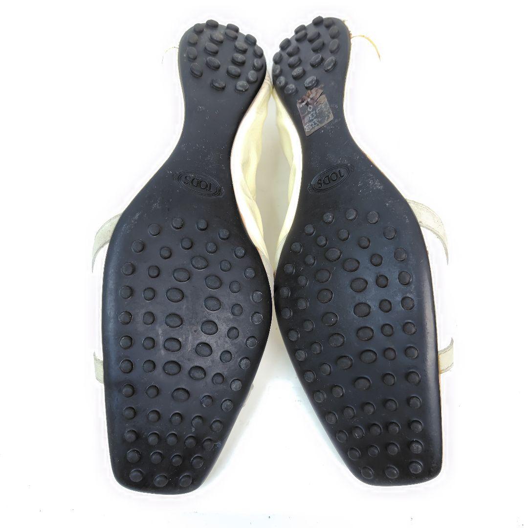 ★ほぼ未使用★トッズ フラットシューズ 38 バレエ エナメル リボン