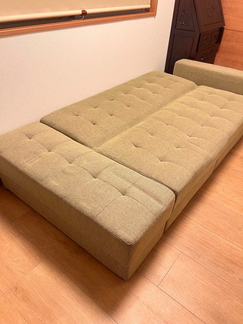 収納付きソファベッド　2-3人掛け　グリーン