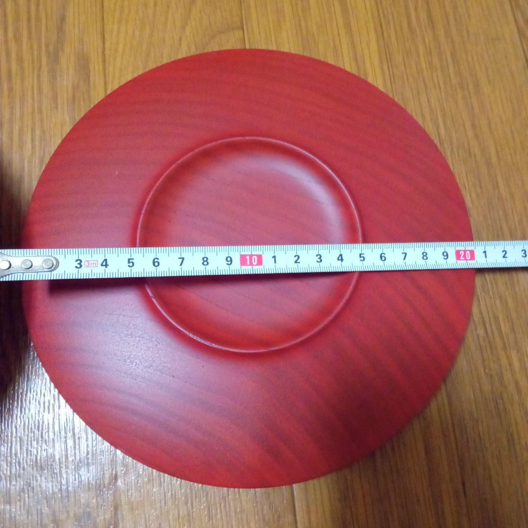 卯之松堂　木製 赤 朱色おひつ しゃもじセット 直径約20cm