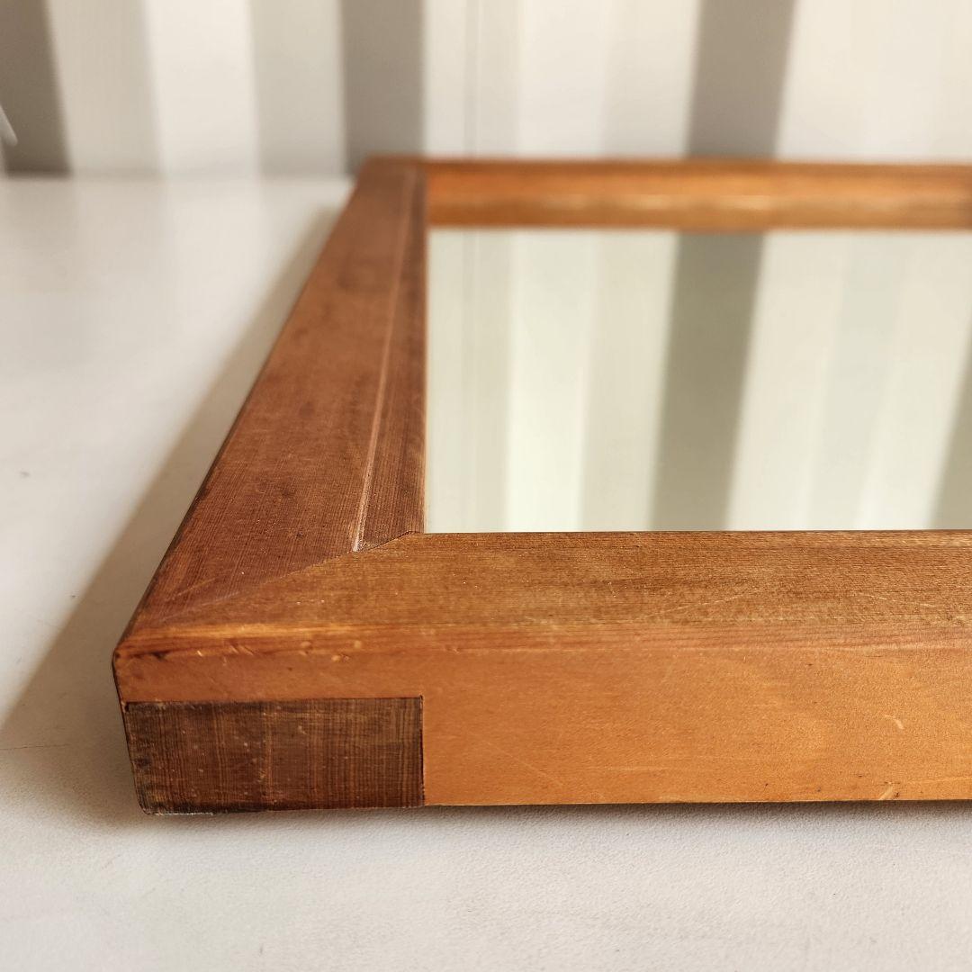 ヴィンテージ　木製フレーム　ウォールミラー 壁掛け鏡 天然木 鏡