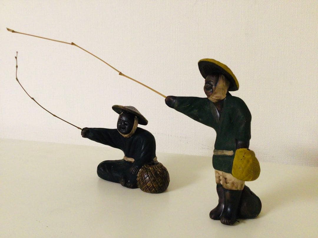 旧家初蔵出し 郷土玩具 民藝品 橋人形 釣り人形 二体セット